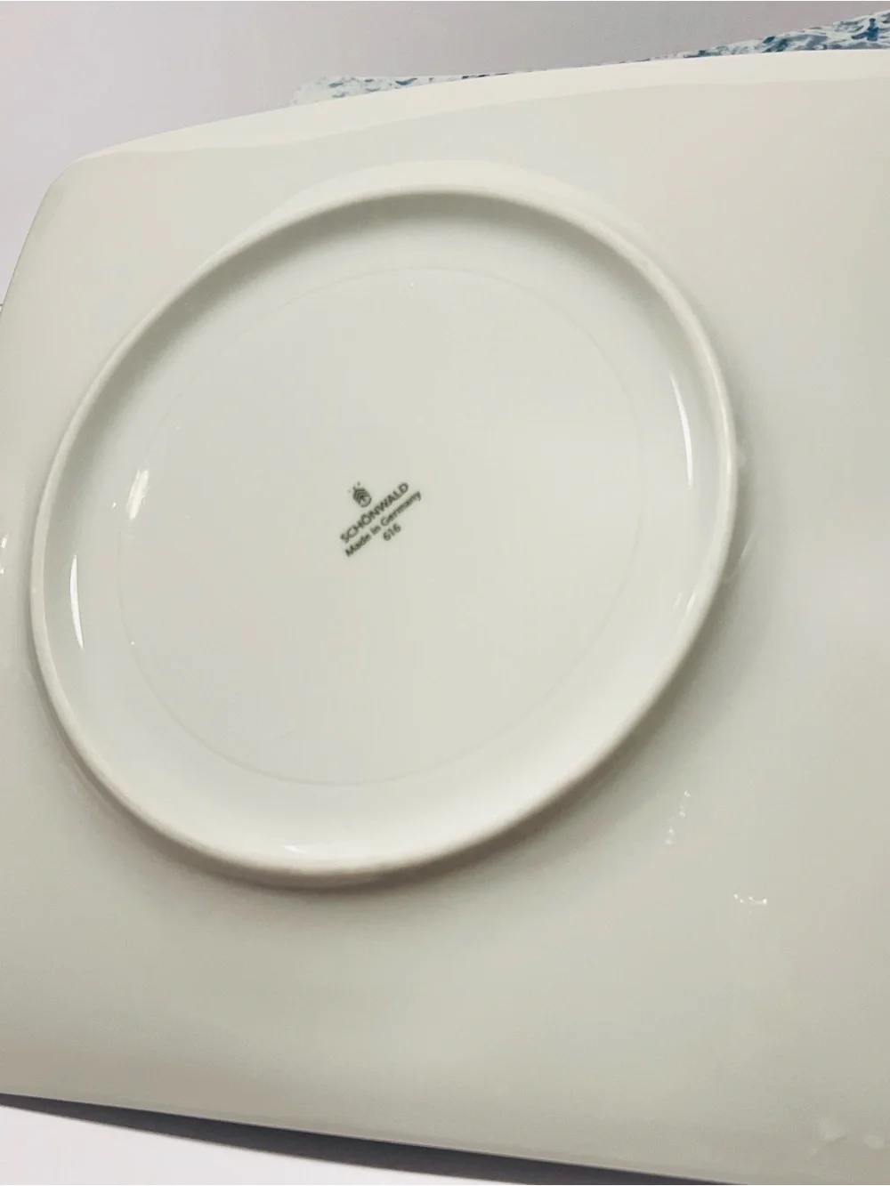 Schonwald Shabby Chic Blue Square Dinner Plates Set of 6 Made in Germany